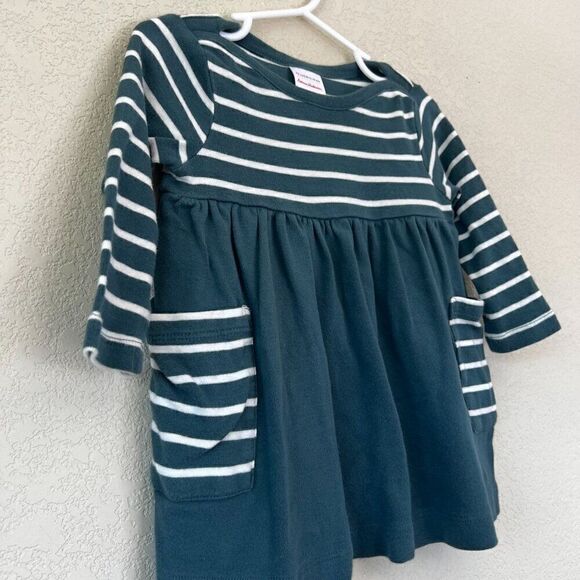 Hanna Andersson Striped Long Sleeve Dress With Pockets Size 12-18M - Picture 2 of 4